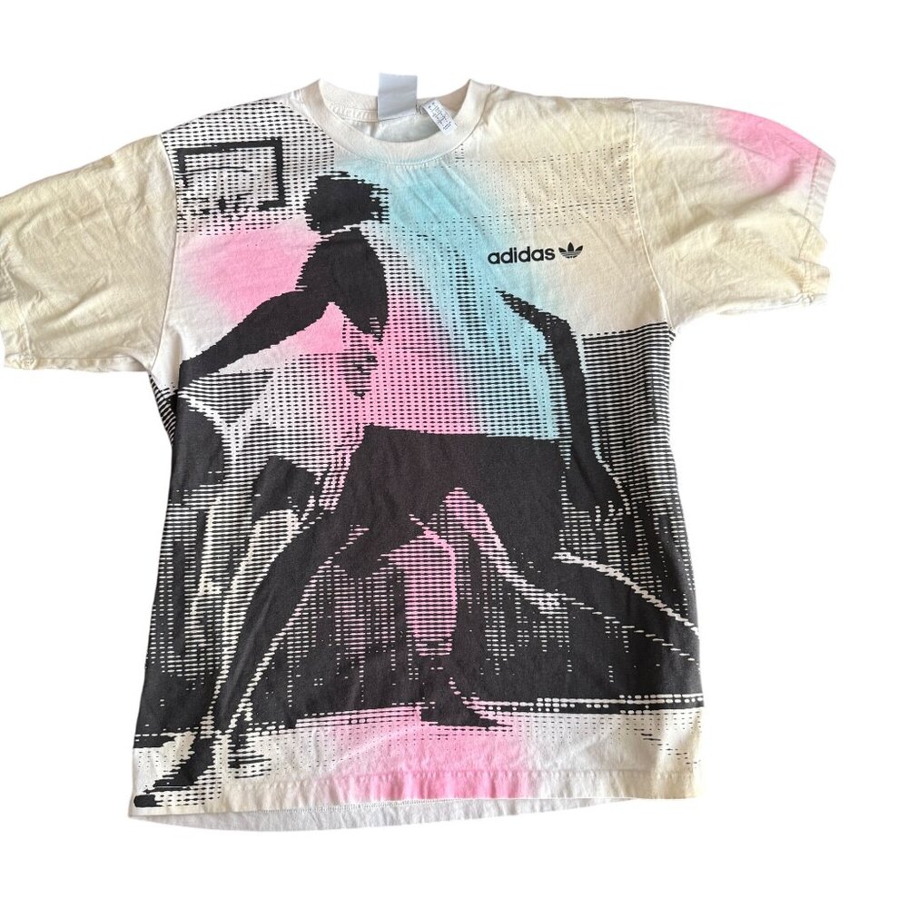 Adidas Mens Graphic Basketball T-Shirt Size L Multicolor
